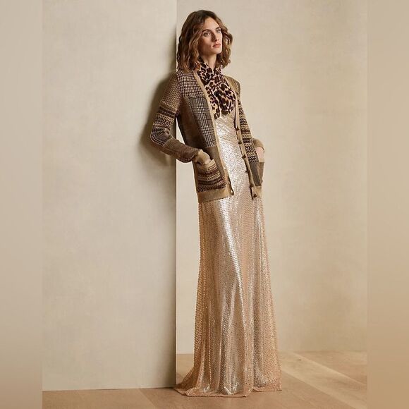 Ralph Lauren Collection ~ Fall Tan Multi Patchwork Linen-Blend Cardigan - Picture 7 of 17